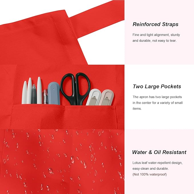 15 Pcs Adult Aprons Bulk with Pockets Adjustable Bib Chef Apron for Women Men Painting Cooking Crafting (S/L)