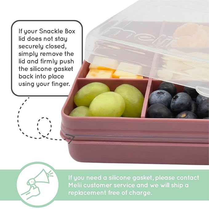 melii Snackle Box |12-Compartment Snack Container with Removable Dividers, BPA-Free Food Storage for Travel, School & On-the-Go Snacks, Kids & Family Organizer (Berry)
