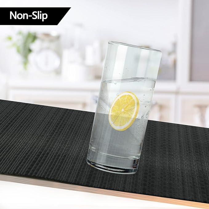 SLKQG Black Placemats Set of 8 - Easy Clean Washable Vinyl Placemats - Heat Resistant Placemats for Kitchen Table - PVC Table Mats for Dining Table (Pure Black, 8)
