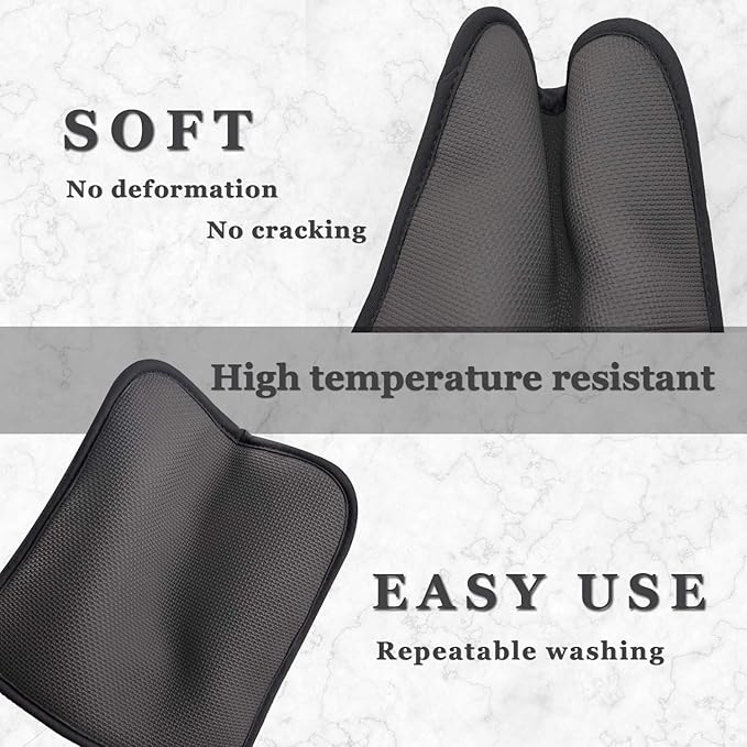 2Pcs Cotton and Neoprene Oven Pads Pot Holders with Pocket 8"x8.5" Dual-Function Hot Pad Set for Finger Hand Wrist Protection Heat Resistant to 428°F,Black