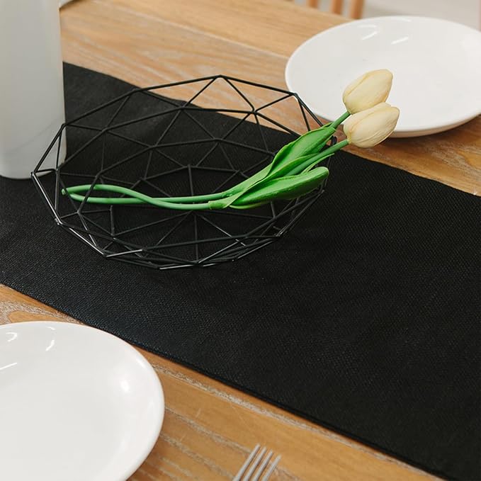 Set of 4 Rectangular Handmade Placemats Heat Resistant Dining Table Place Mats Kitchen Table Mats 12x18 Black