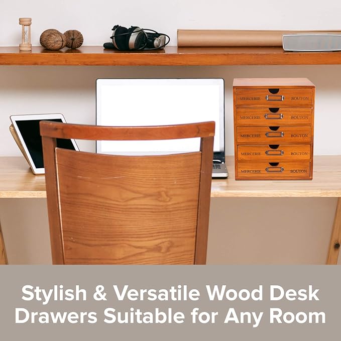 Vintage 5-Drawer Wooden Desk Organizer - Craft Storage - Rustic Shelf Drawer - Home Bedazzling, Rhinestone Organizers and Accessories - Embroidery Floss - Apothecary Cabinet, Art Storage I Stackable