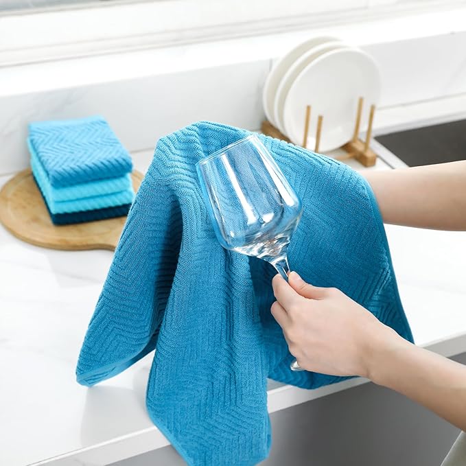 100% Cotton Kitchen Dish Towels Set, 16" x 25" Super Absorbent and Soft Kitchen Towels, Pack of 8 Dish Cloths for Drying Dishes (400 GSM)