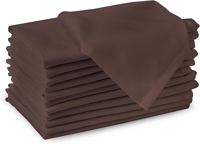 Encasa XO Dark Taupe Cloth Napkins Set of 6, 17"x17" | Solid Color Cotton Dinner Napkins | Washable & Reusable Wedding Napkins for Holiday Dinners, Party, & Everyday Table Decor