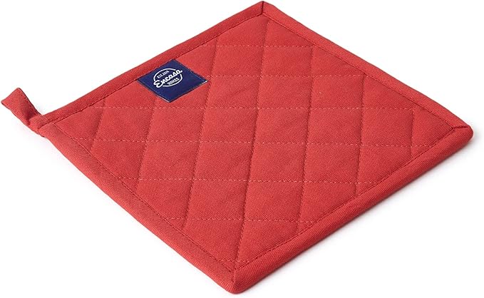 Encasa XO Heat Resistant Cotton Pot Holders with Hanging Loop - Set of 2 - Mango - Multipurpose Quilted Everyday Hot Pad for Kitchen, Camping, BBQ & Microwave - 8x8 in