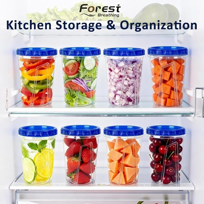 15 Pack 34oz Reusable Freezer Storage Containers with Twist Top Lids Airtight, Clear Plastic Soup Freezer Containers, Quart Food Storage Containers with Lids for Meal Prep Leftover Lunch Salad Fruit