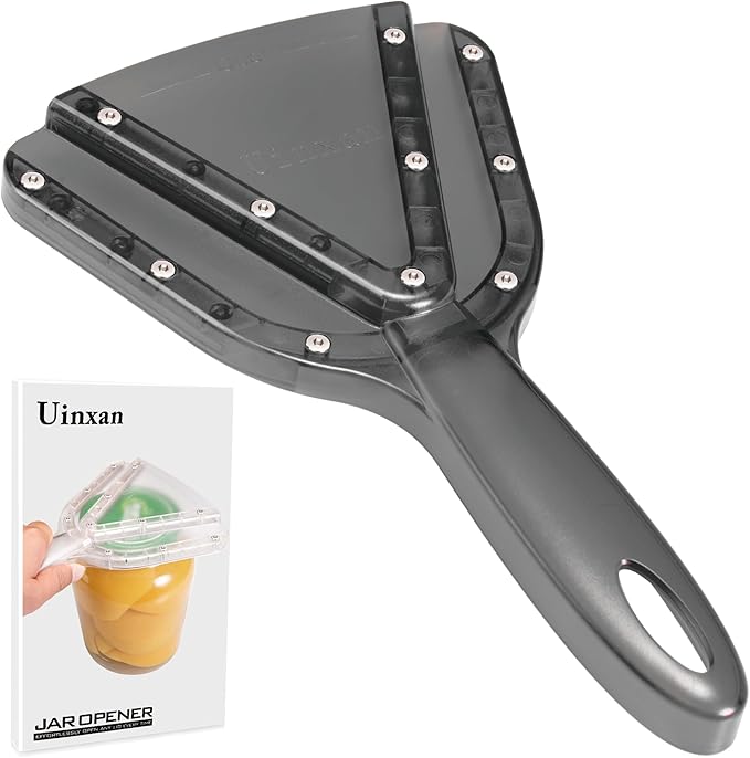 Uinxan Jar Opener for Weak Hand & Seniors with Arthritis,Easy Twist Off Bottle Caps,Patent | Unique Kitchen Gadgets,Handheld Lid Top Open for Elderly/Women/Men (Black)