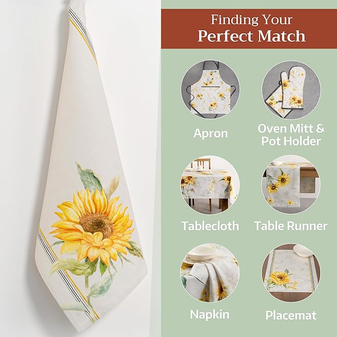Maison d' Hermine Kitchen Towels Set of 3 100% Cotton 27.50" x 20" Reusable Cloth Tea Dish Towels Absorbent with Hanging Loop for Kitchen Gifts for Mothers Day Spring/Summer (Candice)