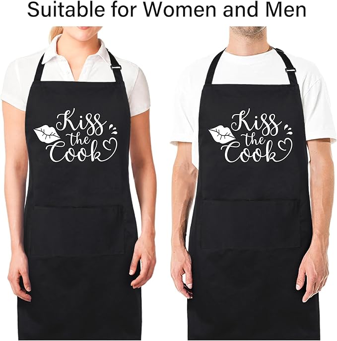 Xornis 100% Cotton Funny Apron for Men Women Adjustable Bib Aprons with 2 Pockets Grill Kitchen Cooking BBQ One Size Fits All