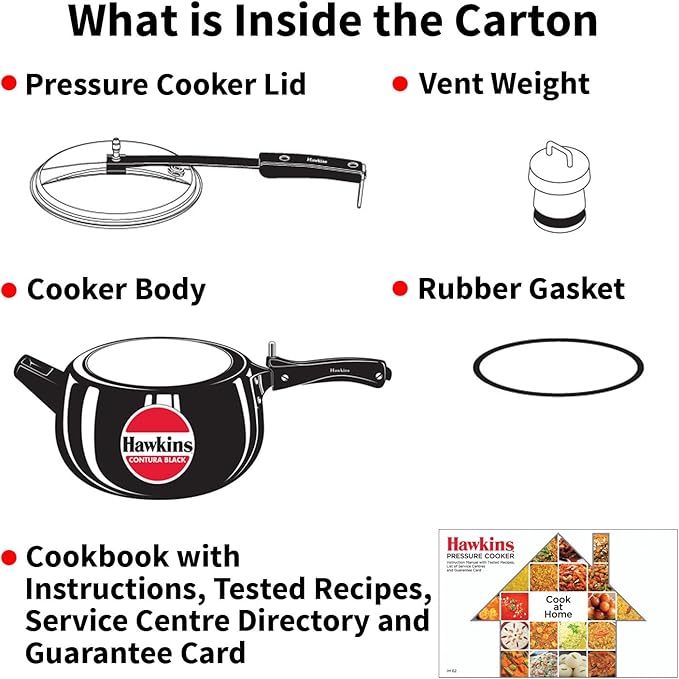 Hawkins Contura Black Pressure Cooker, 5 Litre, Black (CB50)
