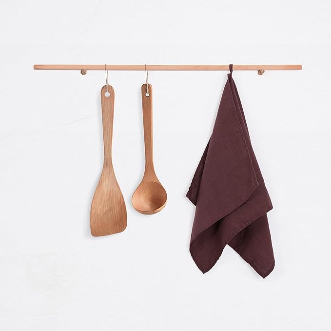 100% Linen Tea Towels - 14 x 28 Inch Pure French Linen Kitchen Dish and Hand Towels (Set of 4) (Coffee)
