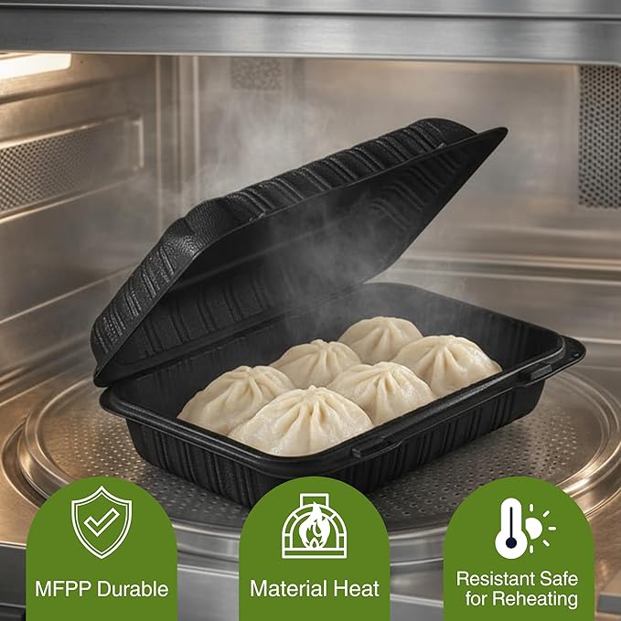 MFPP Hinged Container, Black, 9" x 6", 200pc