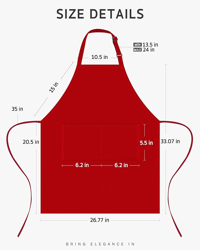 Syntus Apron for Men Women, Adjustable Cooking Kitchen Chef Aprons with 2 Pockets, Cotton/Polycotton/Polyester