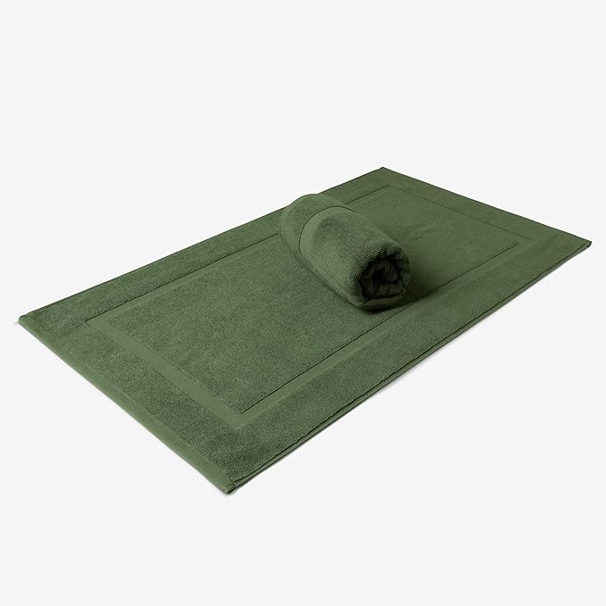 SALBAKOS 100% Turkish Cotton Bath Mat Set 2-Piece - 20x34 inch, Hotel & Spa Collection, Soft, Absorbent, Long Lasting, Durable Bathroom Rugs | Made in Turkey (Green, 2 Bath Mats)