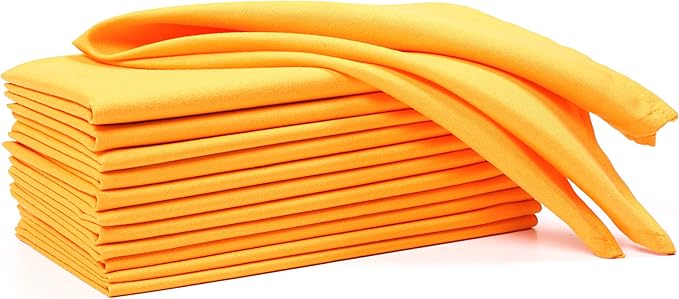 Hemmed Edge Cloth Dinner Napkins Set of 4 18x18 Inches - Mustard, Soft Decorative Premium Dinning Table Linen Napkin Ideal for Kitchen, Spring, Easter | Washable Polyester Fibre Napkin for Home Décor