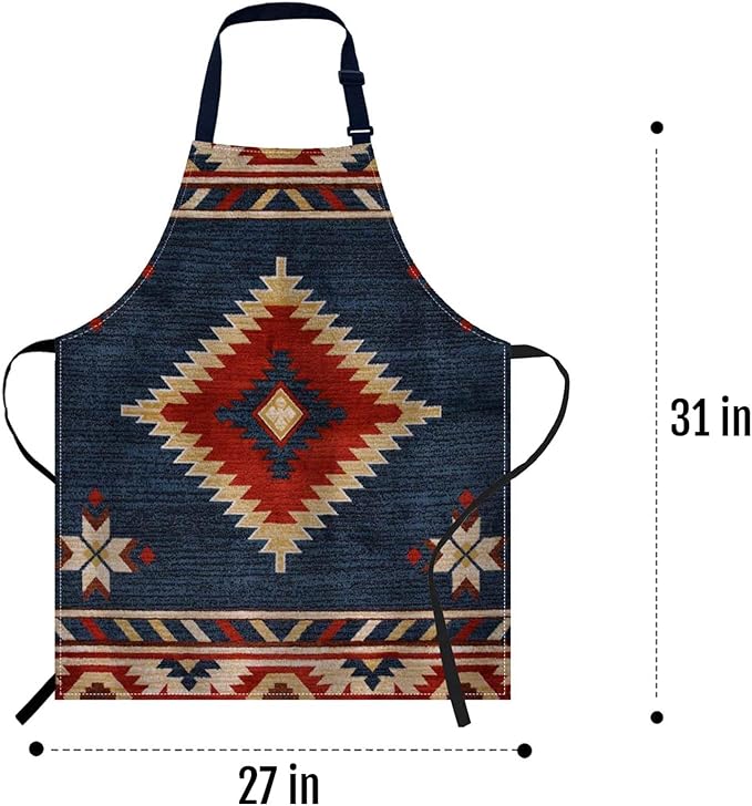 oFloral Vintage Southwest American Apron Chefs Apron, Cooking and Baking Apron for Men and Women, Kitchen Aprons, Butchers Apron, BBQ & Catering Bibs, 27 X 31 Inch
