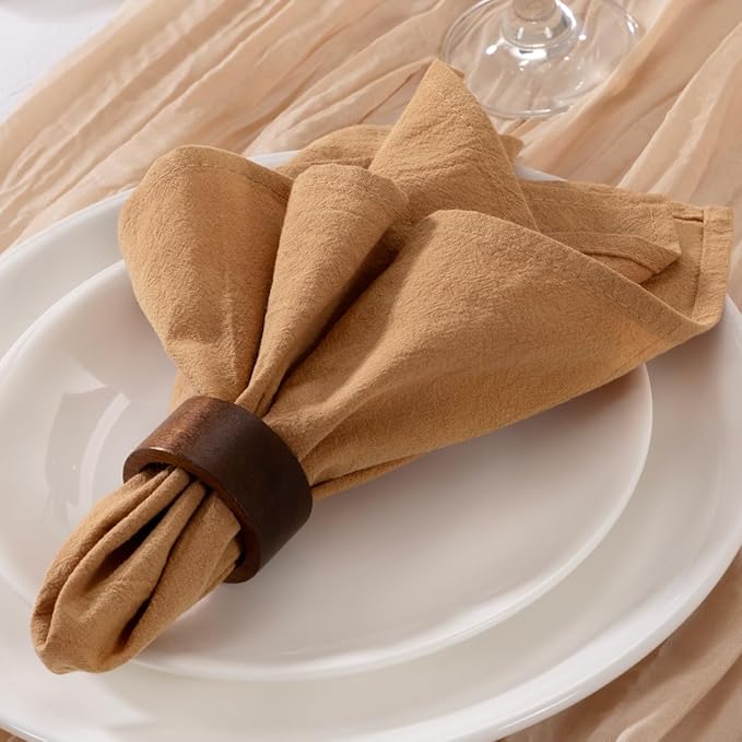 MLMW Caramel Cloth Napkins Set of 6 Cotton Spring Easter Napkins Cloth Bulk Washable Dinner Napkins 16"×16" for Wedding Party Baby Bridal Shower Birthday Table Decor