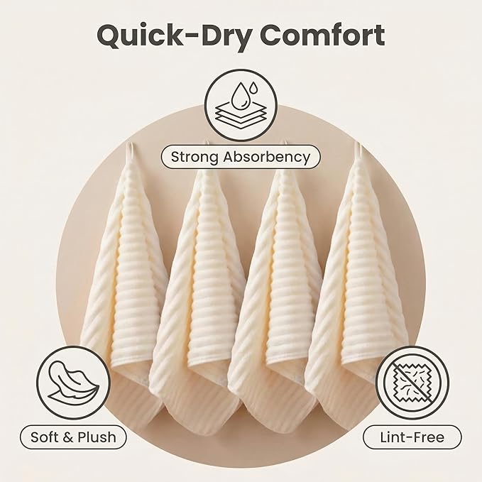4PCS Beige Microfiber Hand Towels for Bathroom Christmas Decorations Quick Dry Small Towel Set Bathroom Kitchen 14 x29.6inch