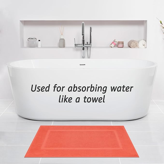 Cotton Paradise 100% Cotton Bath Mats for Bathroom Floor Set of 2 Pack, 20x34 Soft Absorbent Washable Quick Dry Tub Bathmat, Coral Towel Bath Mat