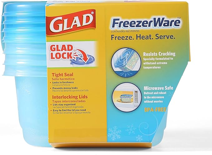Glad Food Storage Containers - Glad FreezerWare Container - Small - 24 Ounce - 4 Containers