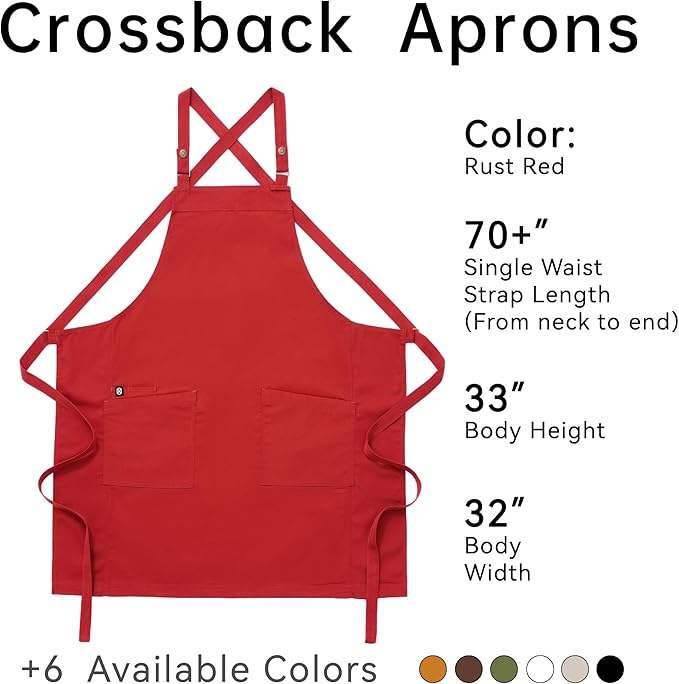 Unisex Kitchen Apron, Cross Strap Apron with 2 Pockets, Durable Waterproof Professional Apron