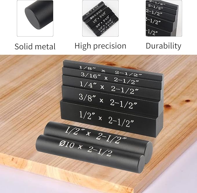 EANOSIC Setup Blocks Height Gauge Set, 7pcs Precision Aluminum Setup Bars for Router and Table Saw Accessories Woodworking Set Up, Bars Include Laser Engraved Size Markings