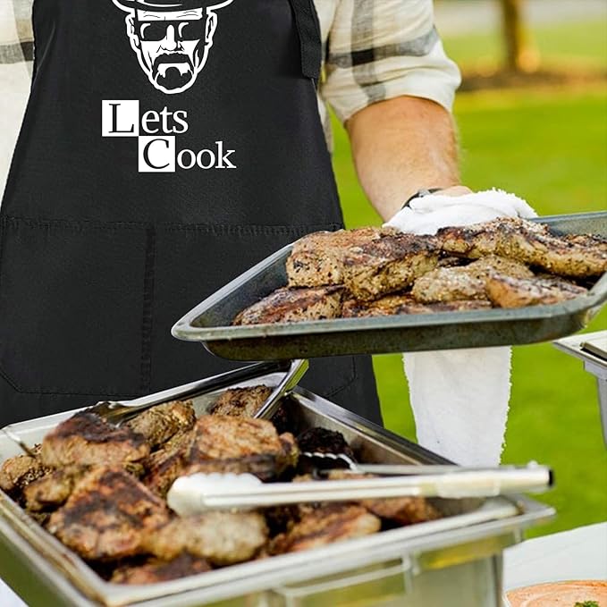 ZOORON Funny Cooking Chef Apron with Pockets BBQ Kitchen Work Aprons Birthday Father’s Day Grilling Gifts for Dad, Husband