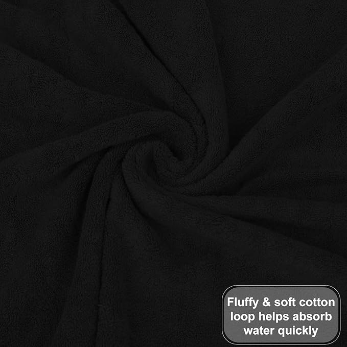 GOLD TEXTILES Premium Hand Towels for Bathroom -100% Ring Spun Cotton (Black,4 Pack, 16x30 Inches) Luxury Soft Absorbent & Quick Dry, Bathroom Hand Towel Perfect for Hotel, Salon, Gym & Spa