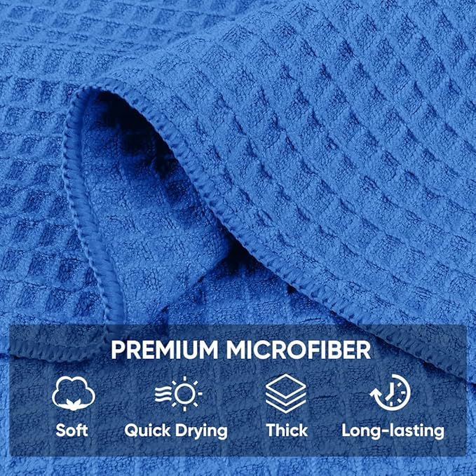 HOMEXCEL Waffle Weave Microfiber Towel, 10 Pack Lint Free Cleaning Rags, 12 x 12 Inches Barista Towels, Reusable Microfiber Cleaning Cloth for Household, Kitchen, Glass and Window, Multicolor
