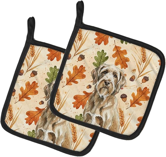 Caroline's Treasures Spinone Italiano Heirloom Fall Pair of Pot Holders Pair 7.5x7.5 Quilted Insulated Hot Pads Decorative Kitchen Gift Made in USA