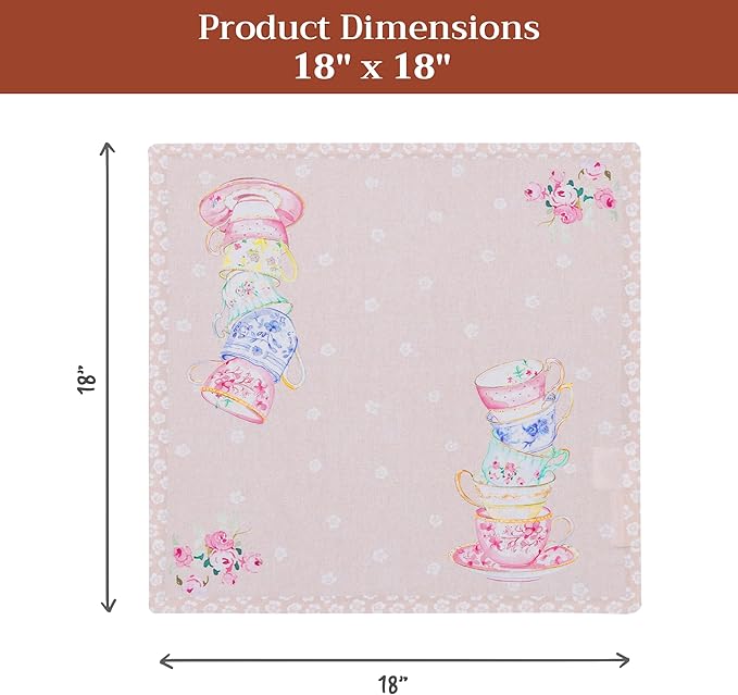 Maison d' Hermine Cloth Napkins Set of 4 100% Cotton Everyday Reusable Square Napkins Cloth Washable Dinner Party Wedding Restaurant Gifts for Mothers Day Spring/Summer (High Tea, 18" x 18")