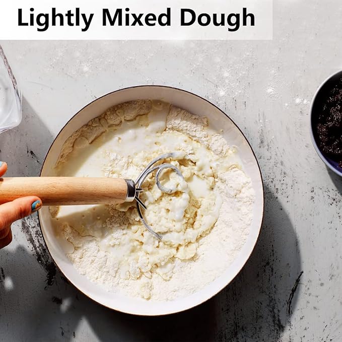 Danish Dough Whisk, Sourdough Tools For Bread Mixer, Dutch Style Bread Whisk For Sourdough Cooking Kitchen with Stainless Steel Danish Sourdough Whisks Bread Mixer 13" and Dough Scraper