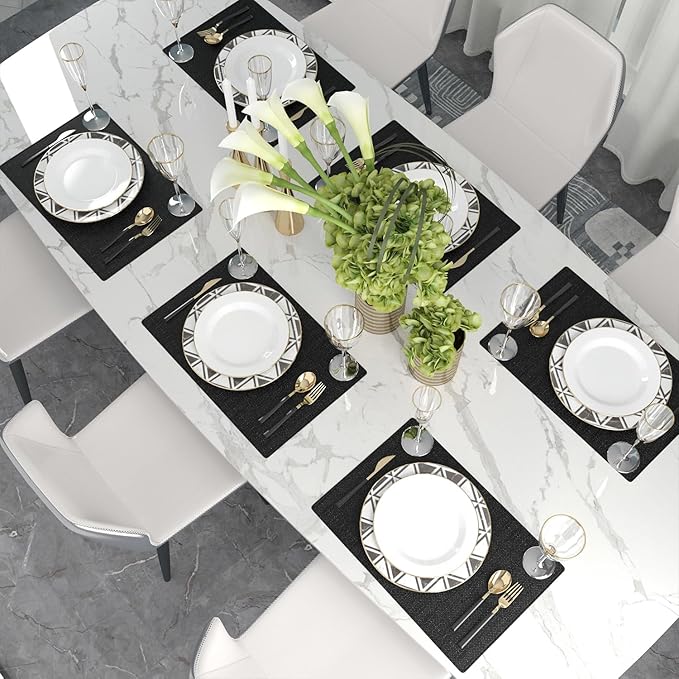 Set of 4 Rectangular Handmade Placemats Heat Resistant Dining Table Place Mats Kitchen Table Mats 12x18 Black