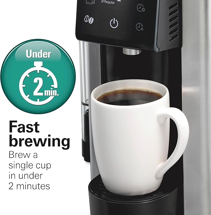 Hamilton Beach FlexBrew Advanced 5-in-1 Programmable 12 Cup Drip and Single Serve Hot & Iced Coffee Maker with Movable 60 oz. Water Reservoir, Use Pod Packs and Grounds, Fast Brewing, Black (49924)