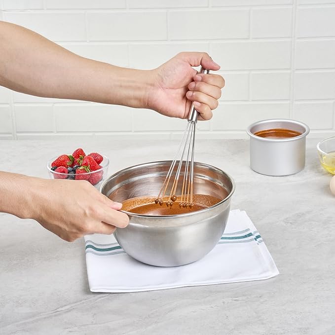 Restaurantware 10.5 in Stainless Steel Ball Whisk with Silicone Tips - 24 Pack - German Standard Sauce & Gravy Whisk, Non-Scratch, Dishwasher Safe - Non-Stick Silicone Ball Whisk for Baking