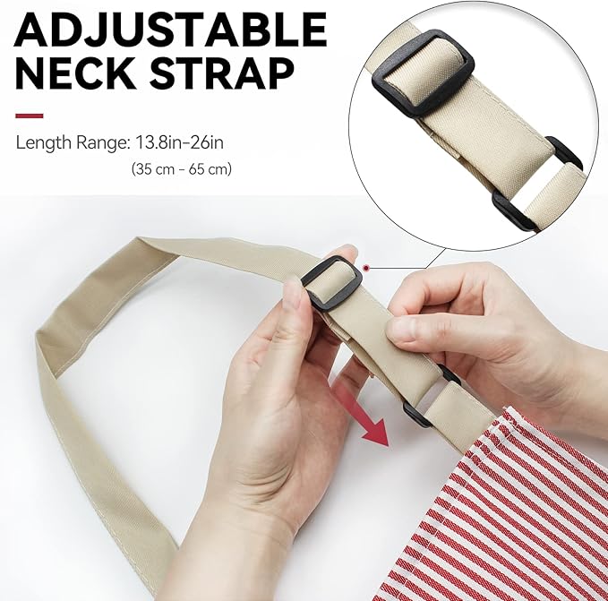 NLUS 2 Pack Cooking Aprons for Women with Pockets, Adjustable Kitchen Bib Aprons Chef Aprons for Women Men(Red Pinstripes)