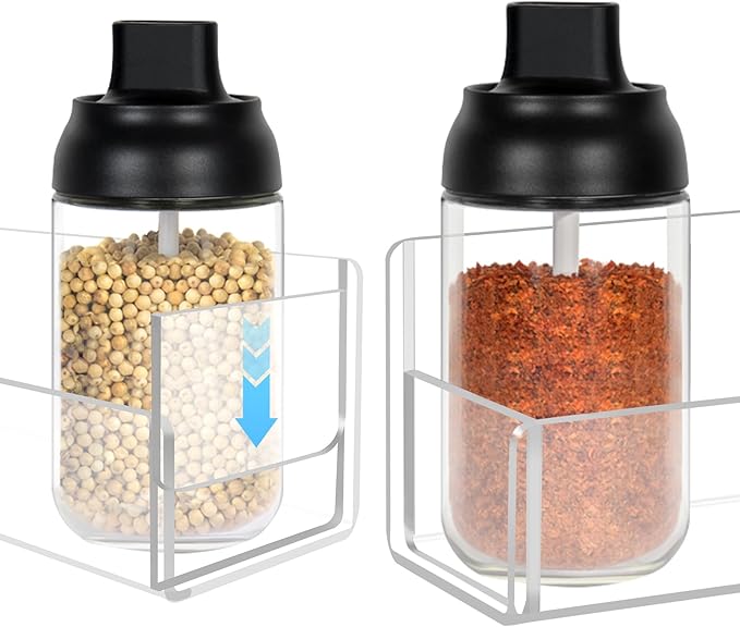 Acrylic Spice Rack Wall Mount-12 Inch, Clear Spice Shelf Storage Holder, 2 Pack Hanging Seasoning Rack Organizer for Cabinet Door, Cupboard or Wall Kitchen (Adhesive or Screw)