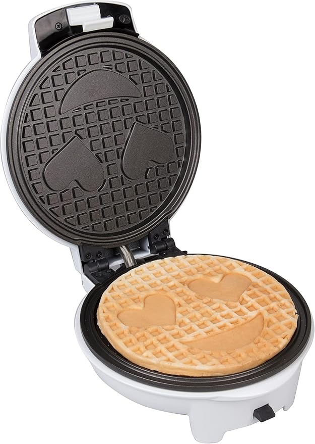 Emoji Smiley Face Waffle & Pancake Maker w 2 Removable Plate Sets- Fun Breakfast Maker for Kids & Families, Cute Nonstick Novelty Waffler for Easy Homemade Waffles- Gift for Birthday, Brunch, Everyday
