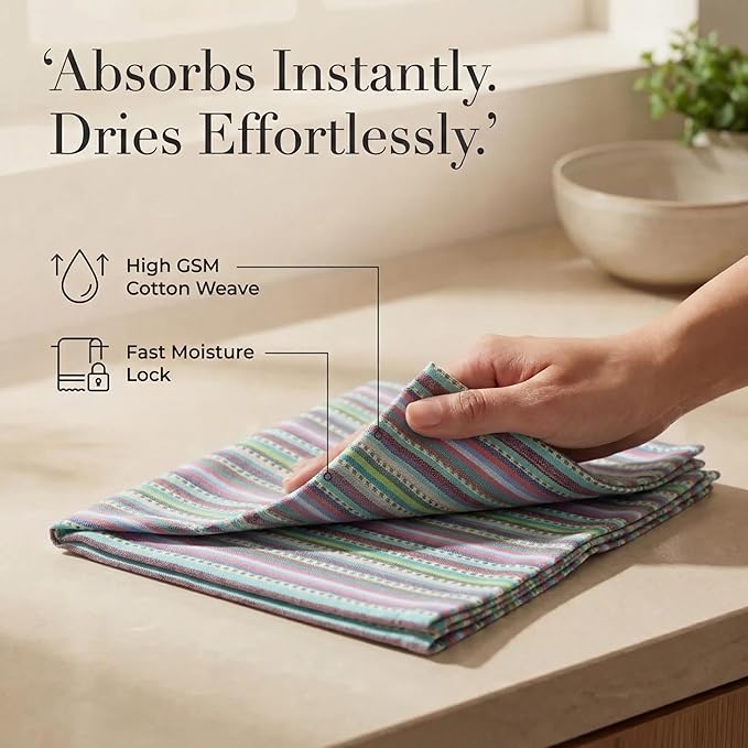 Urban Villa Cloth Napkins Set of 12 20x20 Inches 100% Cotton Napkins Cloth Washable Durable Reusable Absorbent Table Dinner Napkins Cloth for Hotel Lunch Restaurant Weddings Parties – Blue Stripes