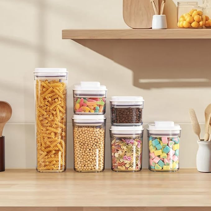 Food Airtight Containers storage with Lids One Button Open/POP UP/Kitchen Storage Organization for Coffee Tea Brown Sugar Cereals 950ml x 1