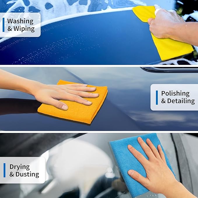 Microfiber Cleaning Cloth, 200 Pack Cleaning Rags Microfiber Towel Bulk Absorbent Lint-Free Wash Cloths, All-Purpose Towels for Cars, Shop, Automotive, Garage, Home & Kitchen