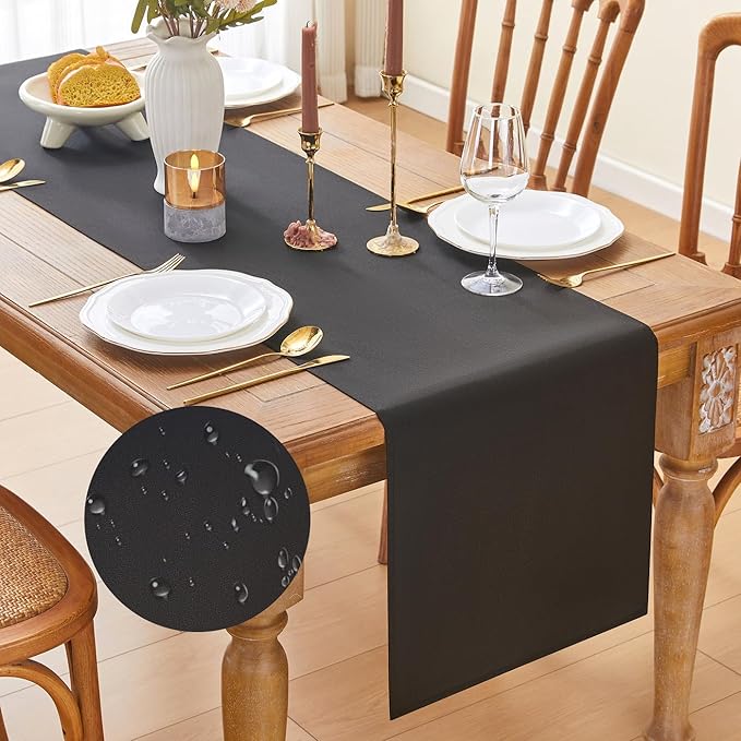YATOJUZI Black Table Runner Seasonal Summer Autumn Kitchen Dining Coffee Table Decoration 55 Inches Long Waterproof Farmhouse Rustic Table Runner Halloween Home Wedding Party Decor 16x55Inch