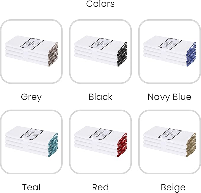 Cotton Clinic Cloth Dinner Napkins 100% Cotton 20x20 Inch Set of 4 - Soft Durable Reusable - Perfect for Dining Weddings Parties Holidays Easter and Everyday Use Table Napkins White Grey