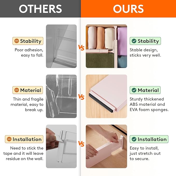 Lifewit 10 Pack 4" High Drawer Dividers 28-43.5cm/11-17" Adjustable Drawer Organizer for Clothes/Utensils, Expandable Drawer Separator in Dresser/Kitchen/Bedroom/Office Organization & Storage Beige