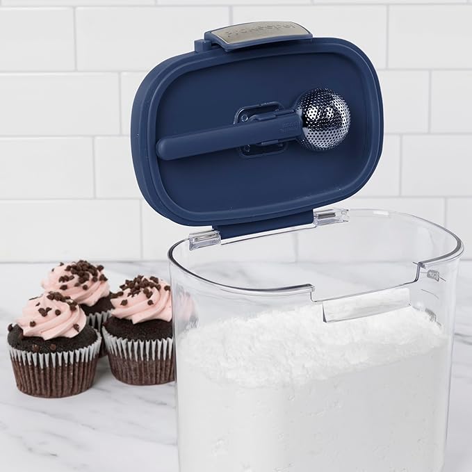ProKeeper+ Airtight Food Storage Container Set – Clear Plastic Flour and Sugar Canister Set with Magnetic Accessories for Kitchen Organization (Navy, 9-Piece)