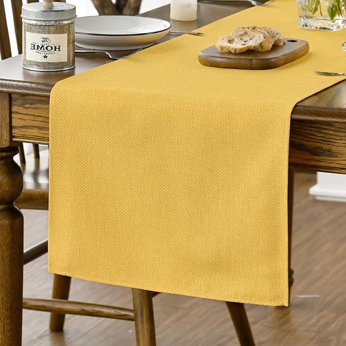 Artoid Mode Yellow Table Runner, Seasonal Summer Fall Washable Kitchen Dining Table Decoration for Home Party Decor 13x48 Inch