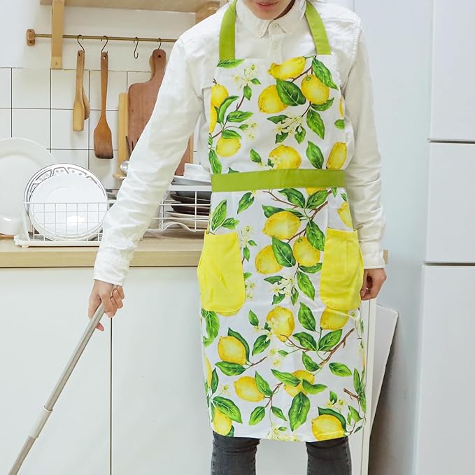 NEOVIVA Kitchen Aprons for Women with Pockets,Cooking Aprons for Women,Vintage Apron for Baking Gardening,Gifts for Mothers