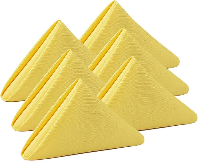 Jasmine Yellow Cloth Napkins 100% Cotton Set of 6, Spring Napkins, Easter Table Decortaions for Dinner Soft Comfortable and Reusable 18"x18"