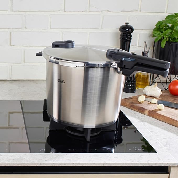 Fissler Vitaquick Premium Pressure Cooker, 10.6 Quart with Steamer Insert and Tripod