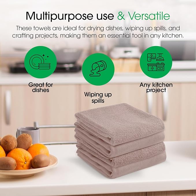 DG Collections Terry Dish Towels, 100% Cotton Kitchen Towels, Set of 6 (18x28 inch) Hand Towels - 400 GSM, Absorbent Terry Cloth Dish Towels for Kitchen, Soft Tea Towels - Pink Color